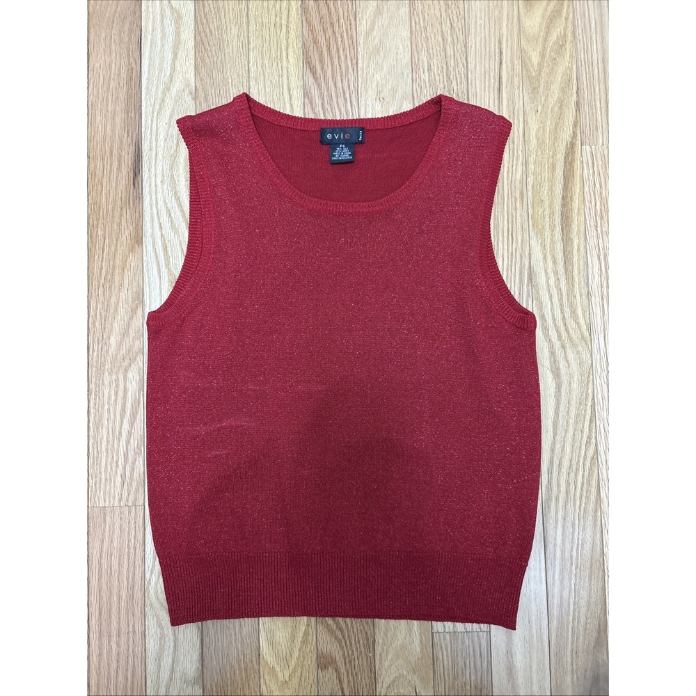 Vintage 90s Shimmery Silk Blend Red Sleeveless‎ Top - Size Petite Small